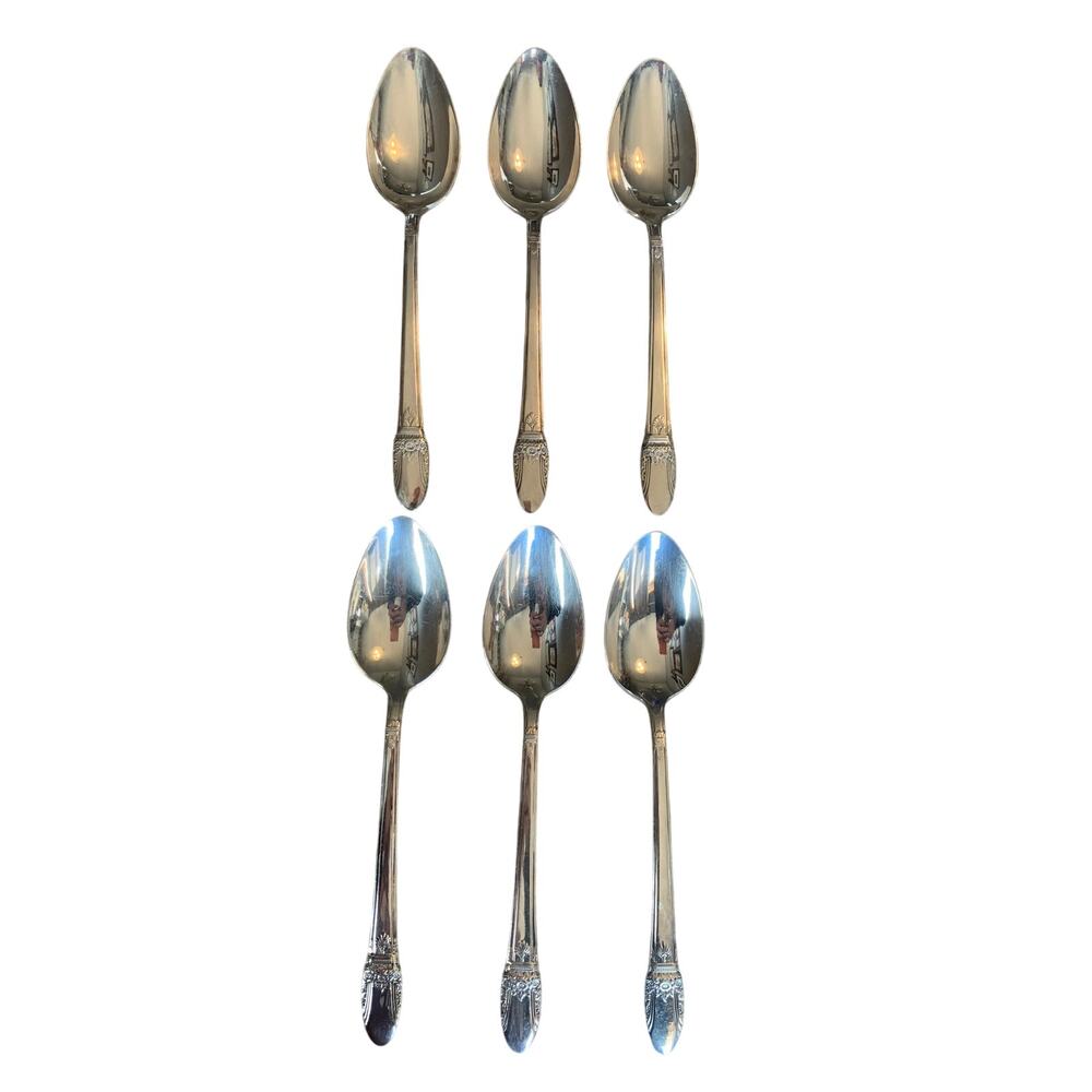 6 International Silver First Love 1847 Rogers Bros Soup/Table Spoons SILVERPLATE